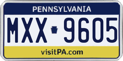 PA license plate MXX9605