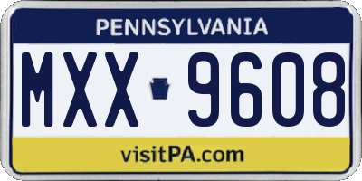 PA license plate MXX9608