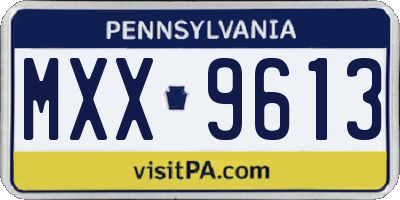 PA license plate MXX9613
