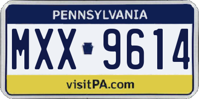 PA license plate MXX9614