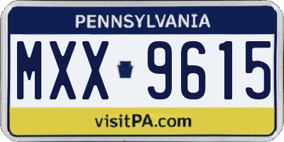 PA license plate MXX9615