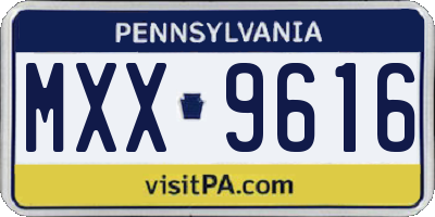 PA license plate MXX9616