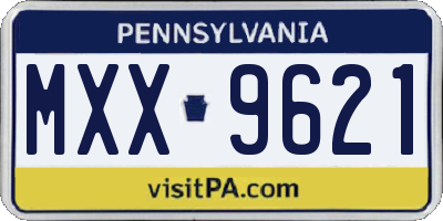 PA license plate MXX9621