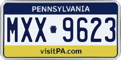 PA license plate MXX9623