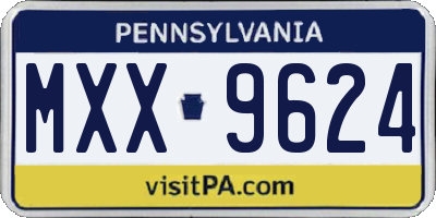 PA license plate MXX9624