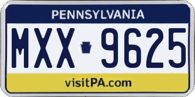 PA license plate MXX9625