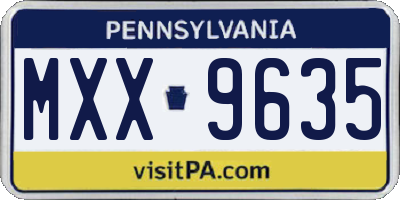 PA license plate MXX9635