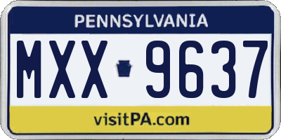 PA license plate MXX9637