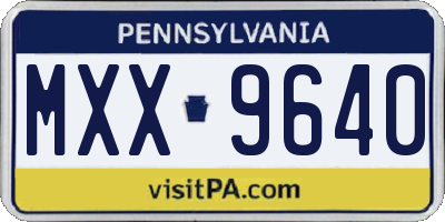 PA license plate MXX9640