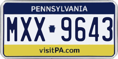 PA license plate MXX9643