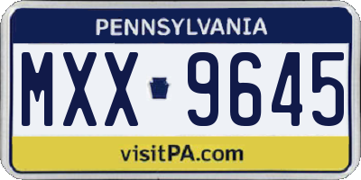 PA license plate MXX9645