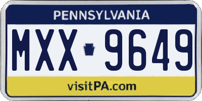PA license plate MXX9649