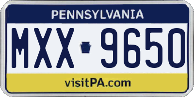 PA license plate MXX9650