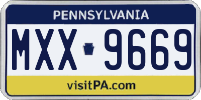 PA license plate MXX9669