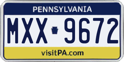 PA license plate MXX9672