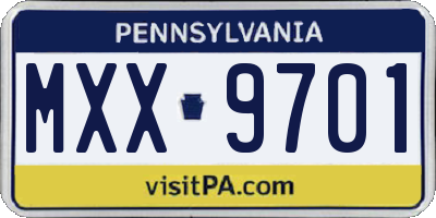 PA license plate MXX9701