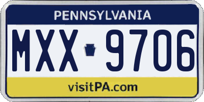 PA license plate MXX9706