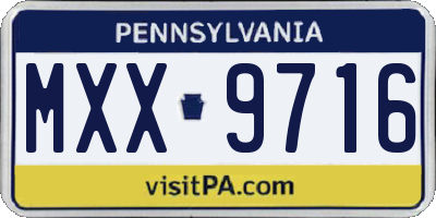 PA license plate MXX9716