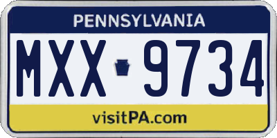 PA license plate MXX9734