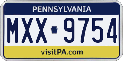 PA license plate MXX9754