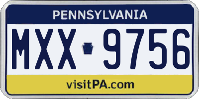 PA license plate MXX9756