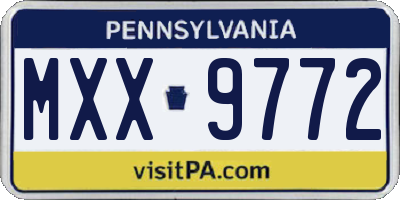 PA license plate MXX9772