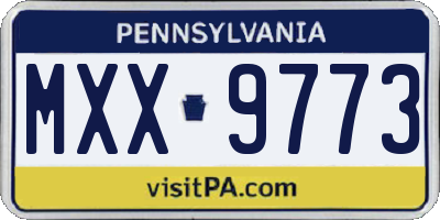 PA license plate MXX9773