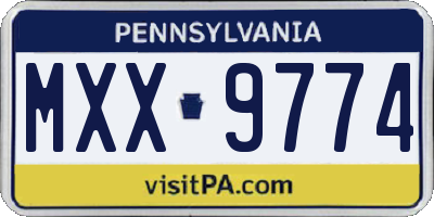 PA license plate MXX9774