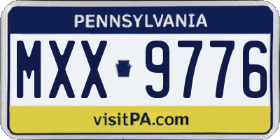 PA license plate MXX9776