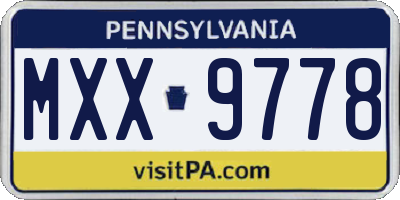 PA license plate MXX9778