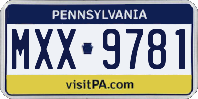 PA license plate MXX9781