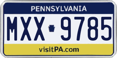 PA license plate MXX9785