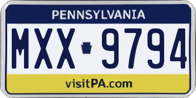 PA license plate MXX9794