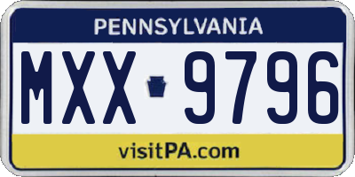 PA license plate MXX9796