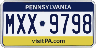 PA license plate MXX9798