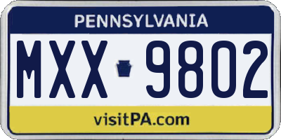 PA license plate MXX9802