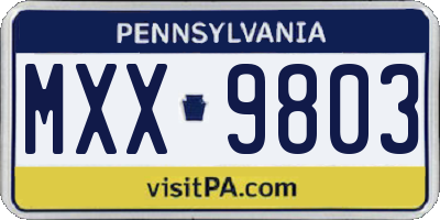 PA license plate MXX9803