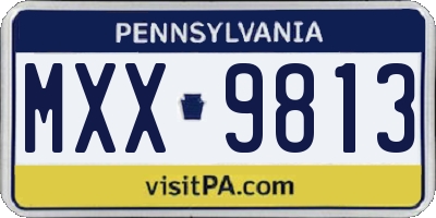 PA license plate MXX9813