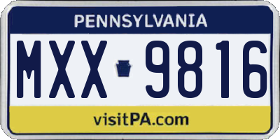 PA license plate MXX9816