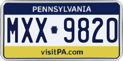 PA license plate MXX9820