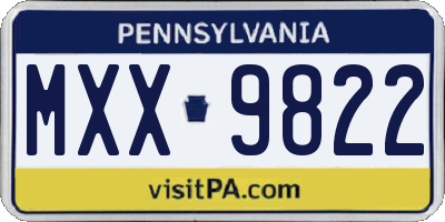 PA license plate MXX9822