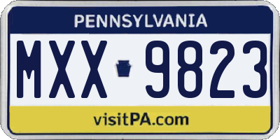 PA license plate MXX9823