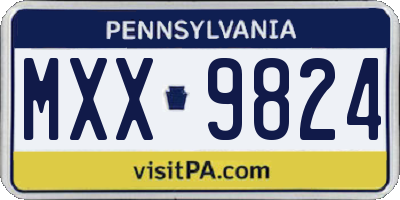 PA license plate MXX9824
