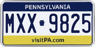 PA license plate MXX9825