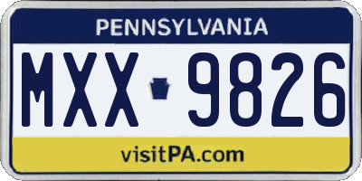 PA license plate MXX9826
