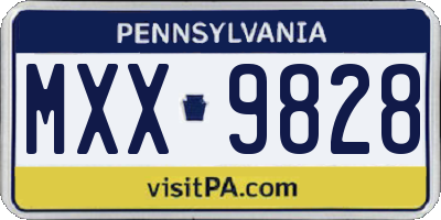 PA license plate MXX9828