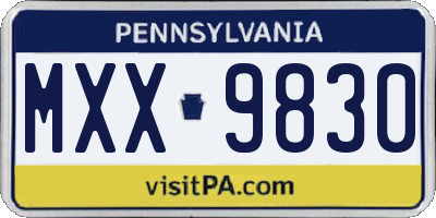 PA license plate MXX9830
