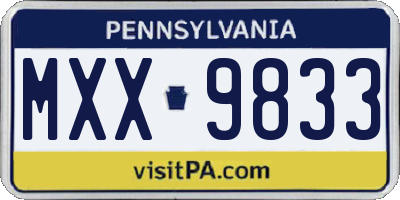 PA license plate MXX9833