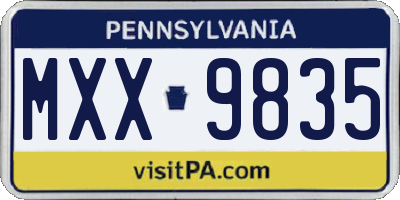 PA license plate MXX9835