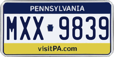 PA license plate MXX9839